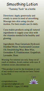 smoothing lotion label back-ingredients and warnings